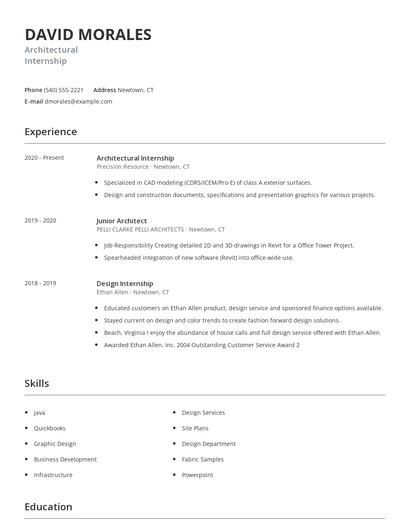 Architectural Internship Resume