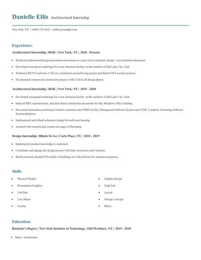 Architectural Internship Resume