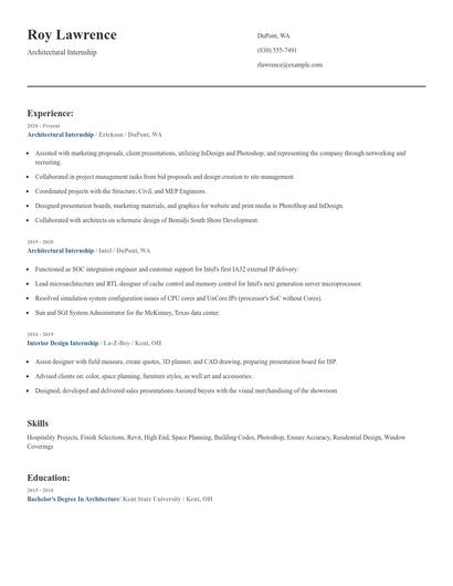 Architectural Internship Resume