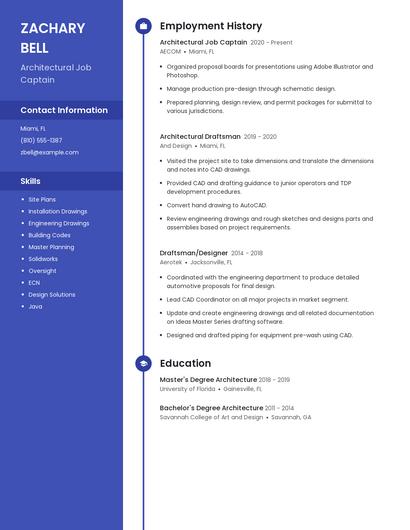 Architectural Job Captain Resume
