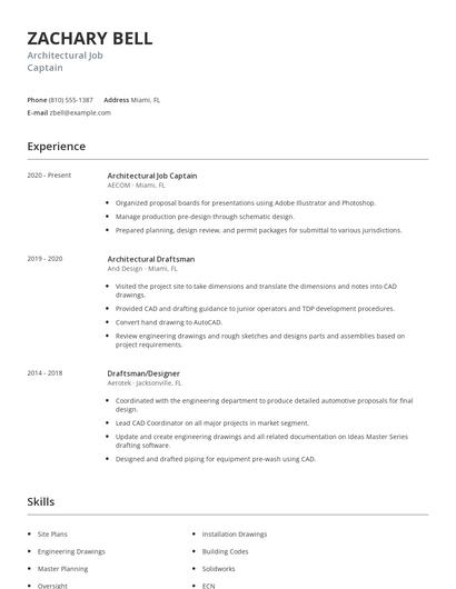 Architectural Job Captain Resume