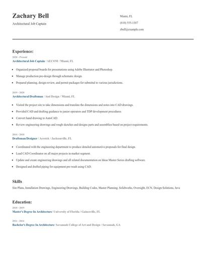 Architectural Job Captain Resume