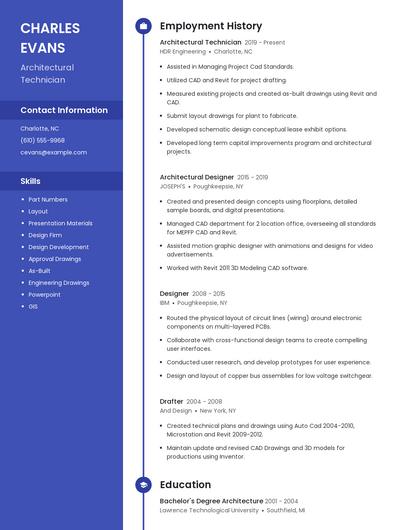 Architectural Technician Resume