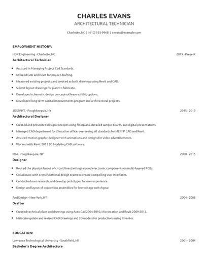 Architectural Technician Resume