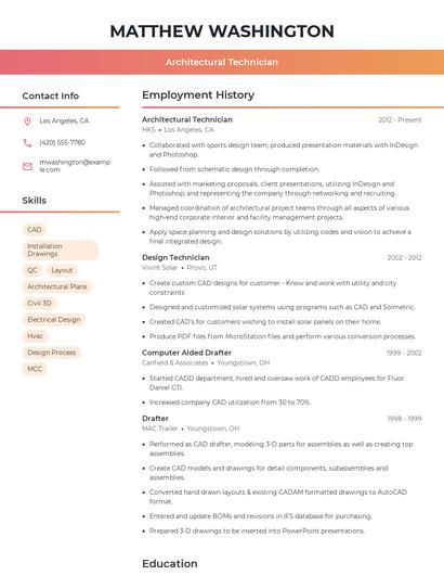 Architectural Technician Resume