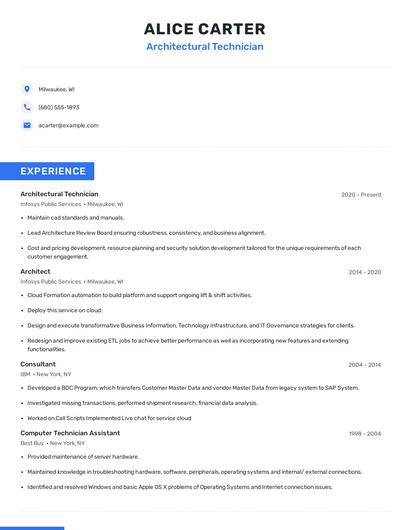 Architectural Technician Resume