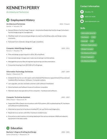 Architectural Technician Resume