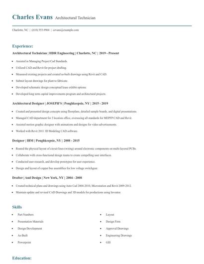 Architectural Technician Resume