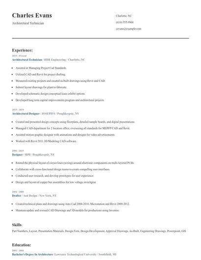 Architectural Technician Resume