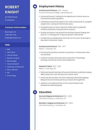 Architecture Professor Resume