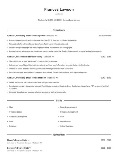 Resume example 1