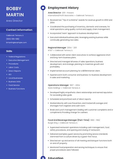 Area Director Resume