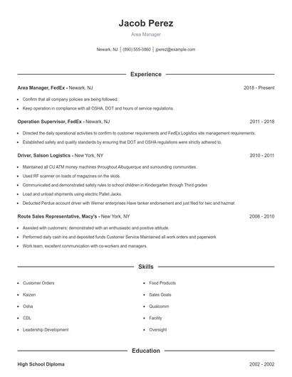 Resume example 1