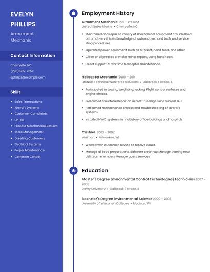 Armament Mechanic Resume