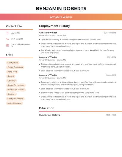 Armature Winder Resume