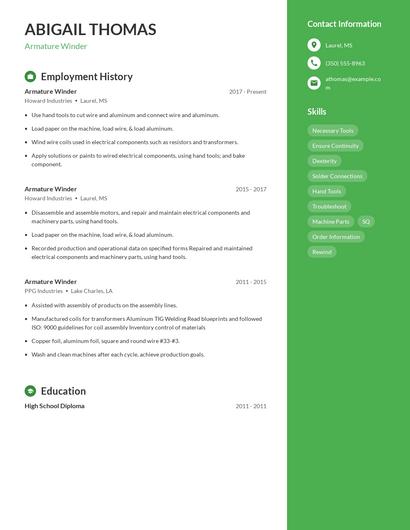 Armature Winder Resume