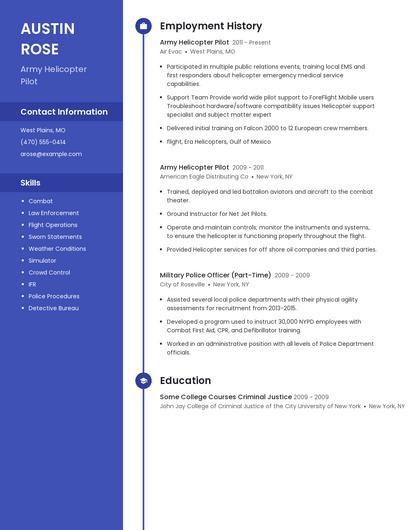 Army Helicopter Pilot Resume