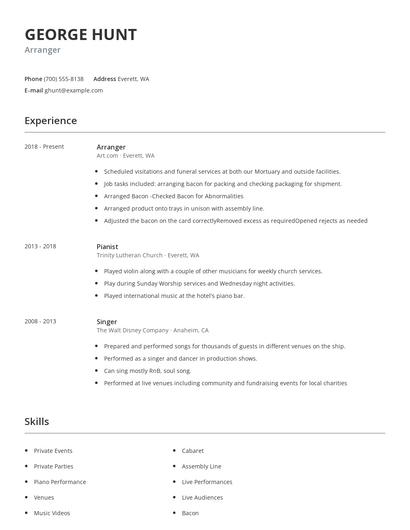 Arranger Resume