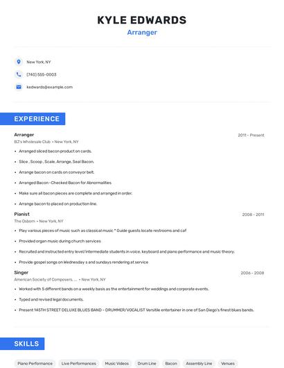 Arranger Resume