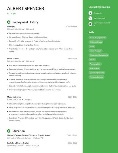 Arranger Resume
