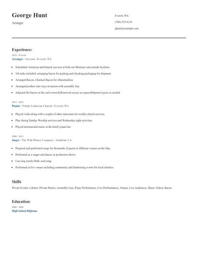 Arranger Resume