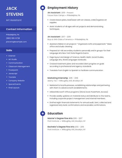 Art Assistant Resume