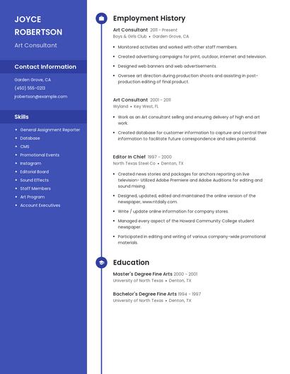 Art Consultant Resume