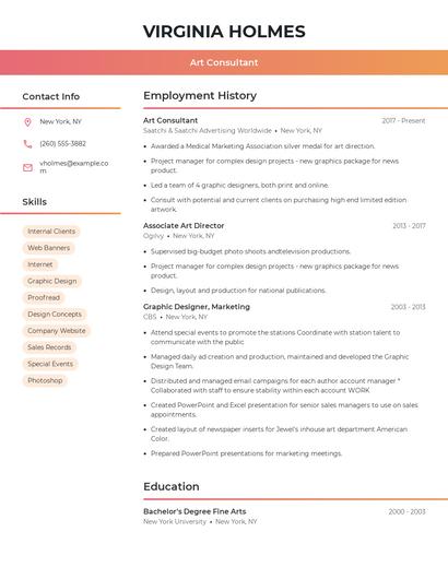 Art Consultant Resume