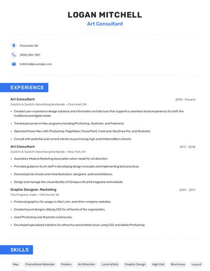 Art Consultant Resume