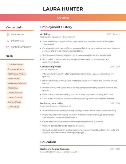 Art Editor Resume