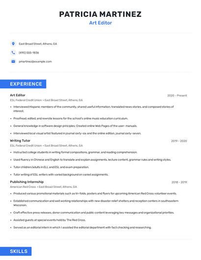 Art Editor Resume