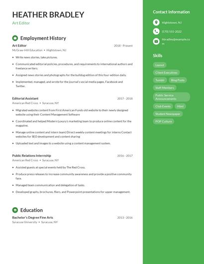 Art Editor Resume