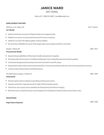 Art Model Resume