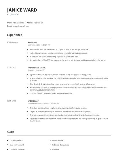Art Model Resume