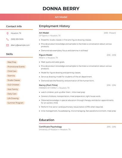 Art Model Resume