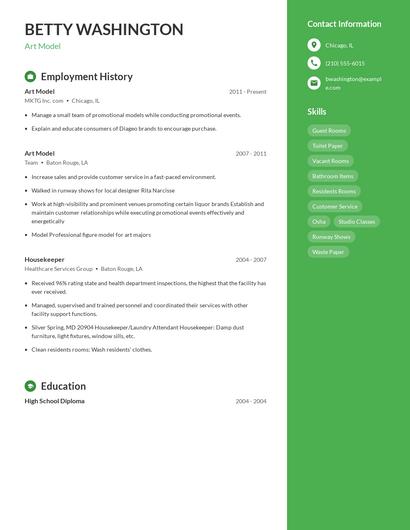 Art Model Resume