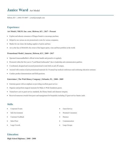 Art Model Resume