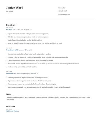 Art Model Resume