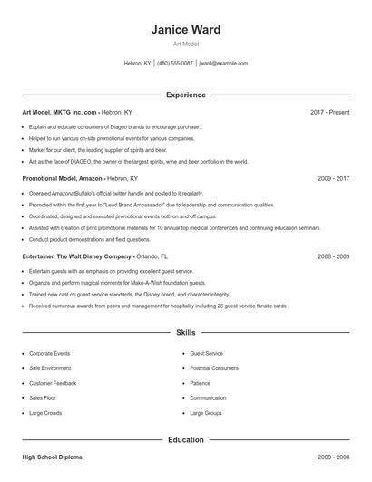 Art Model Resume