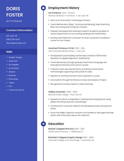 Art Professor Resume