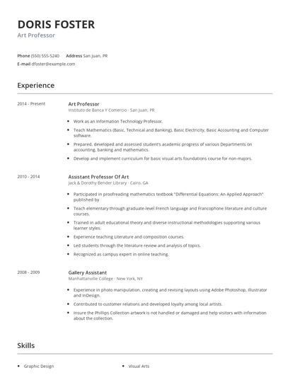 Art Professor Resume