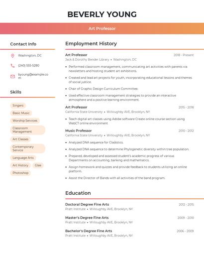 Art Professor Resume