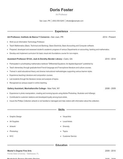 Art Professor Resume