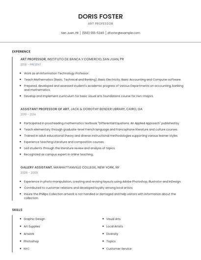 Art Professor Resume