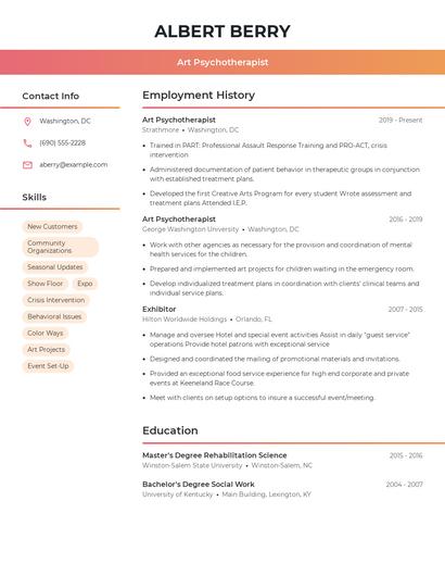 Art Psychotherapist Resume