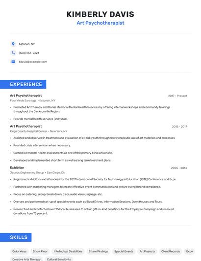 Art Psychotherapist Resume