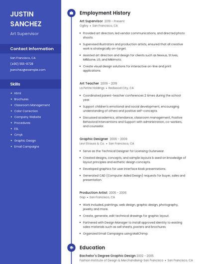 Art Supervisor Resume