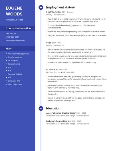 Artist/Illustrator Resume