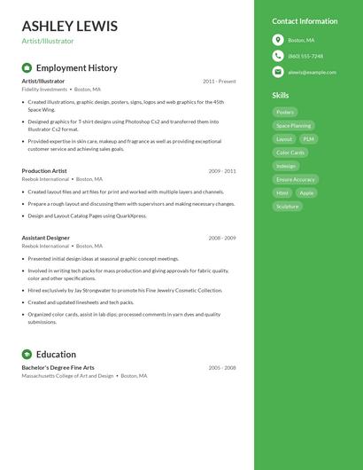 Artist/Illustrator Resume