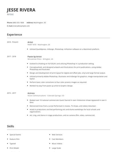 Artist Resume
